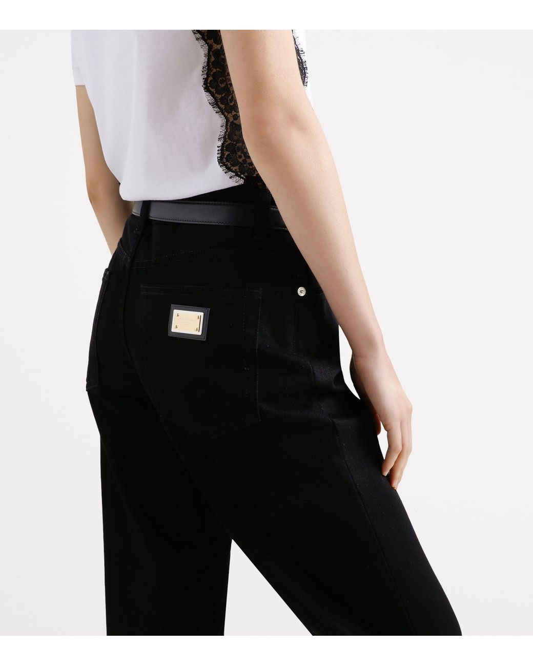 Dolce & Gabbana Black Logo Plaque Straight Jeans