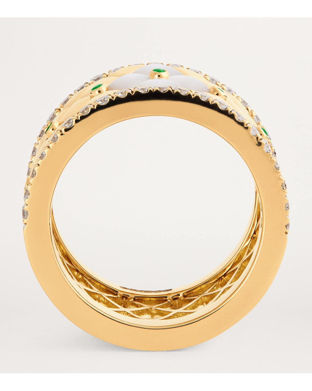 L'Atelier Nawbar Metallic Large, Diamond, Emerald And Pearl Bond Street Ring