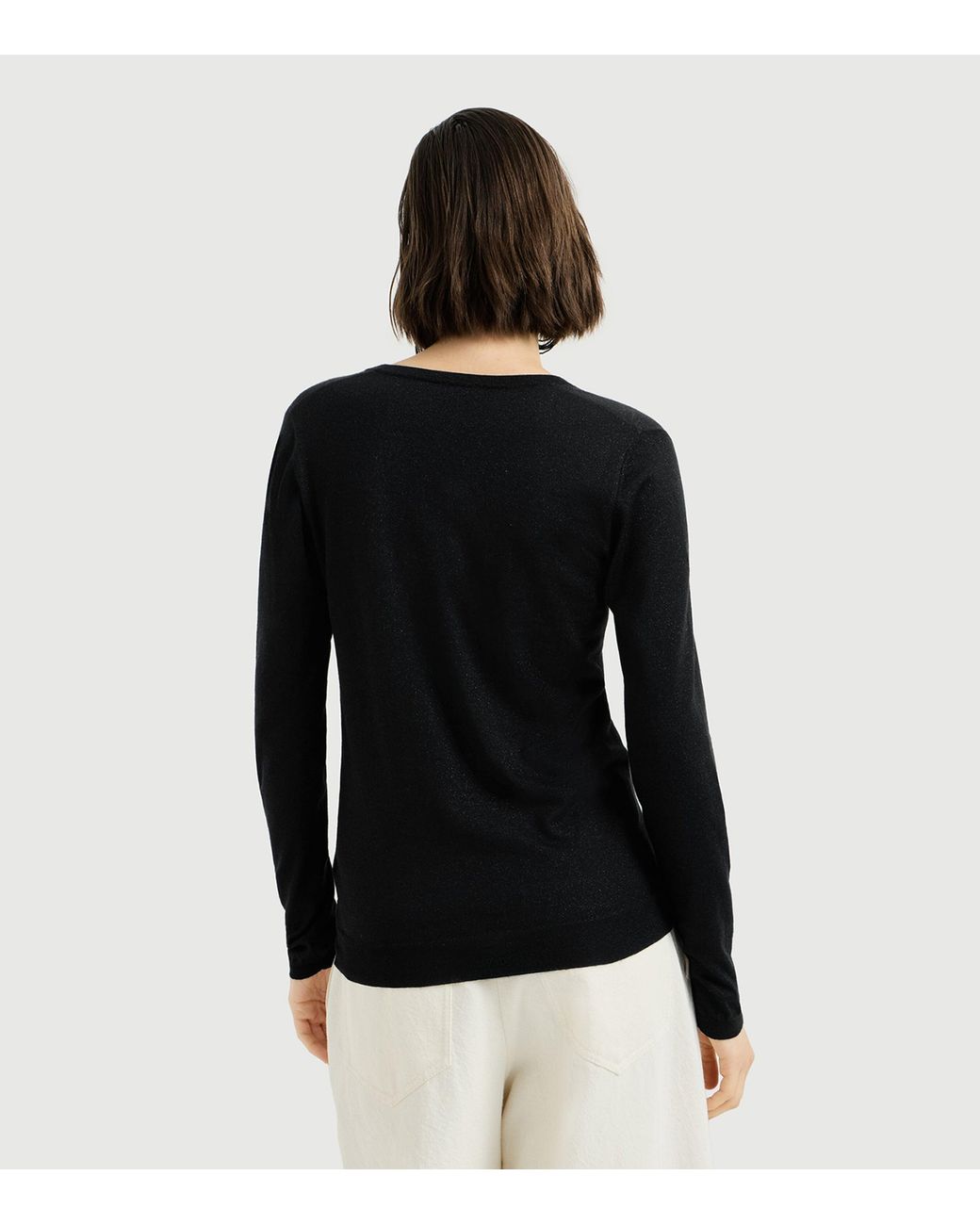 Brunello Cucinelli Black Cashmere-Blend Sparkle V-Neck Sweater