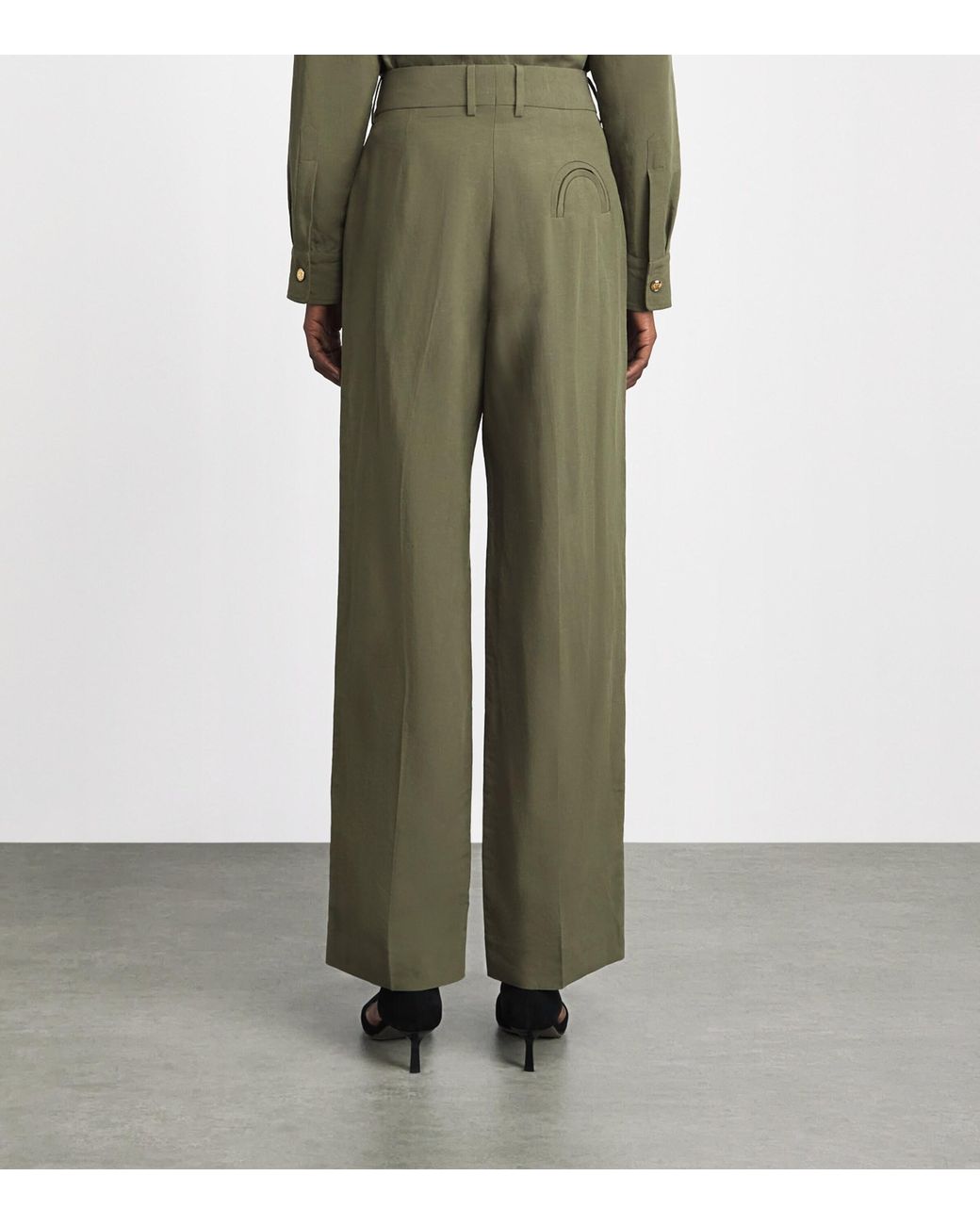 Blazé Milano Green Linen Rox Star Fox Straight-Leg Trousers