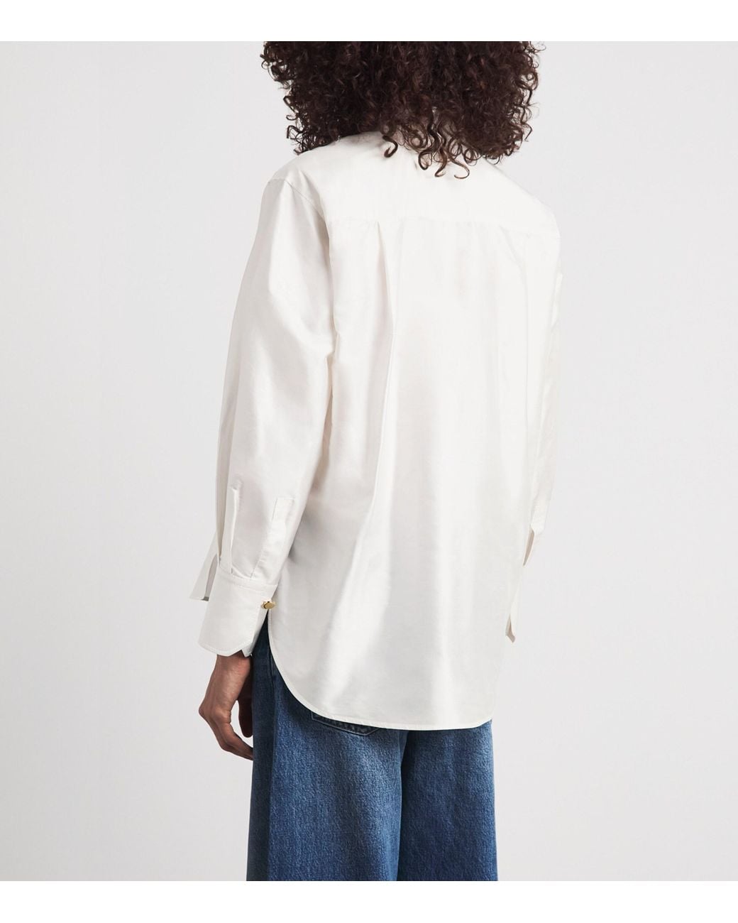 Sandro White Silk Satin Oversized Shirt