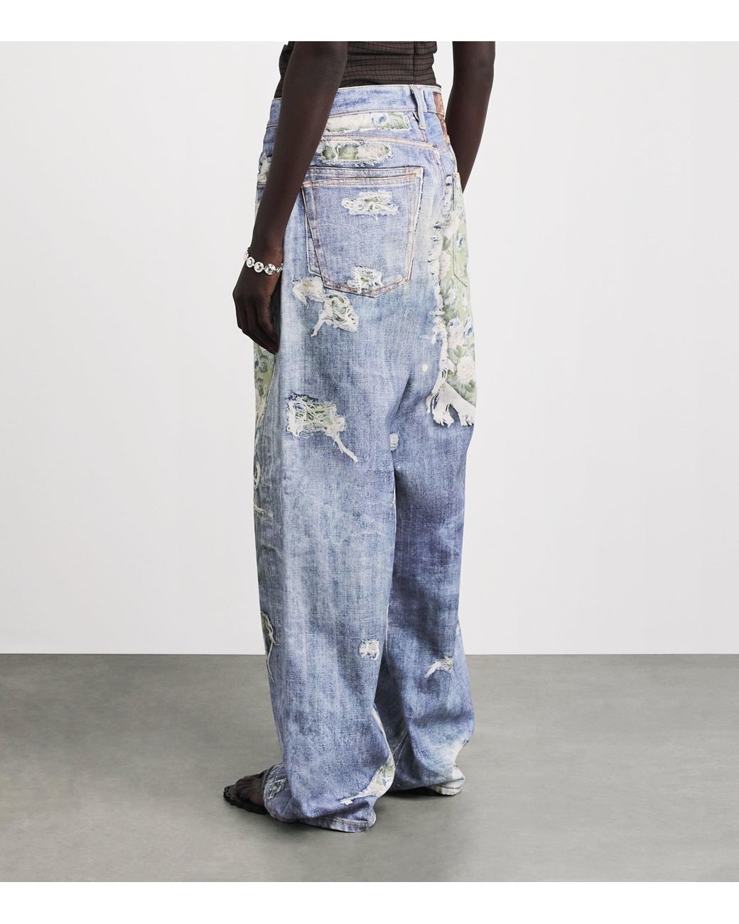 Acne Blue Trompe-L'Oeil Wide-Leg Jeans