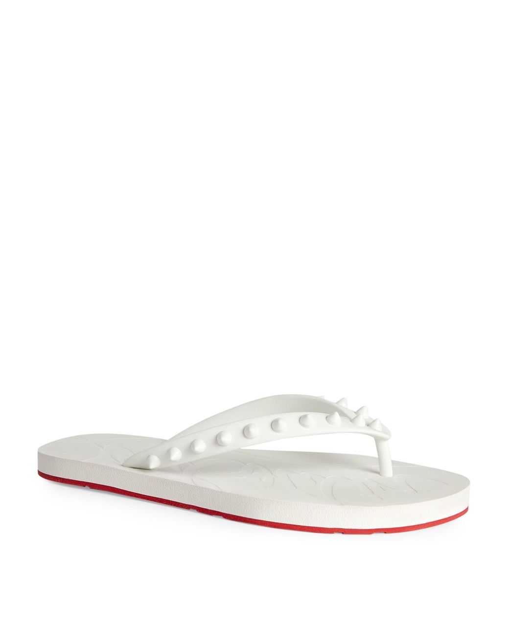 Christian Louboutin Leather Loubi Flip Studded Flip Flops in White Lyst