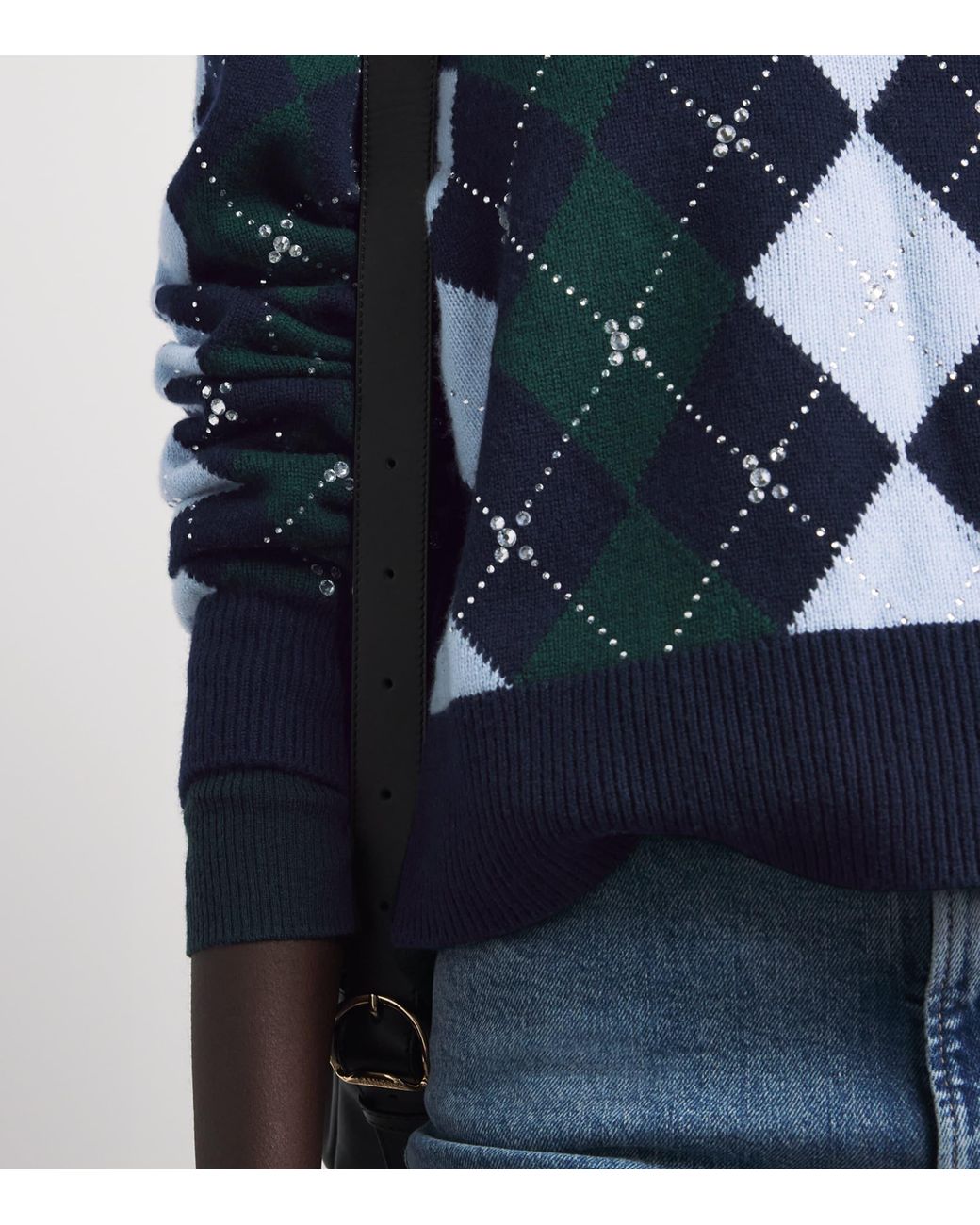 Maje Blue Wool Argyle Sweater