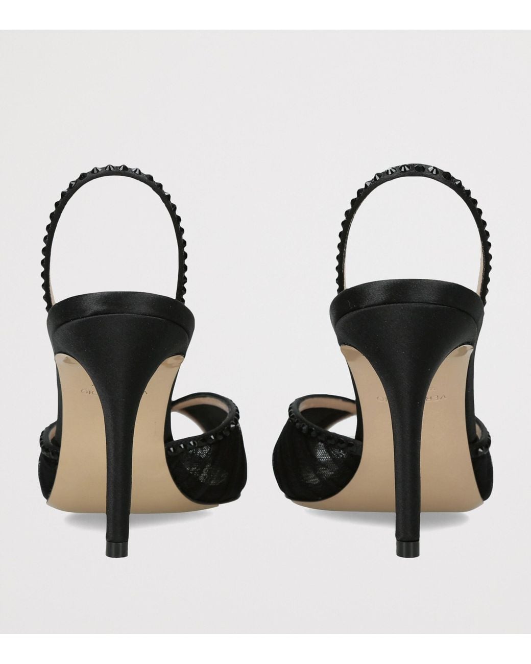Andrea Wazen Black Rhinestone-Embellished Katy Slingback Pumps 85