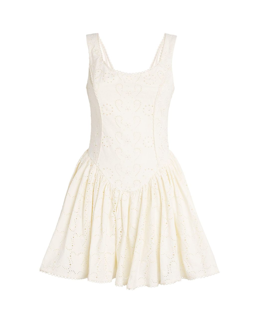 Agua Bendita White Cotton Pluma Playa Mini Dress