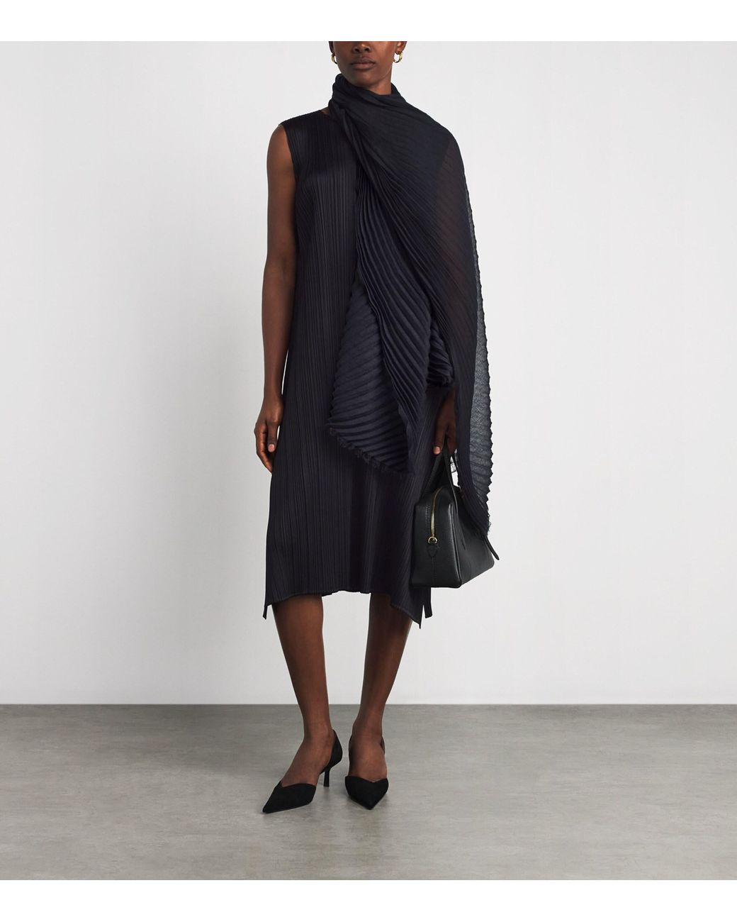 Pleats Please Issey Miyake Black Monthly Colors September Pleated Midi Dress