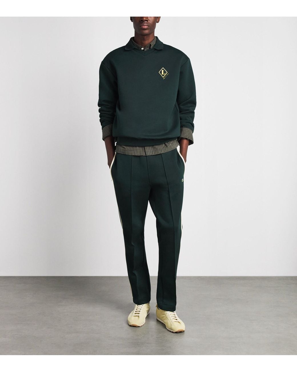 Lacoste Green Cotton-Blend Badge Sweatshirt for men