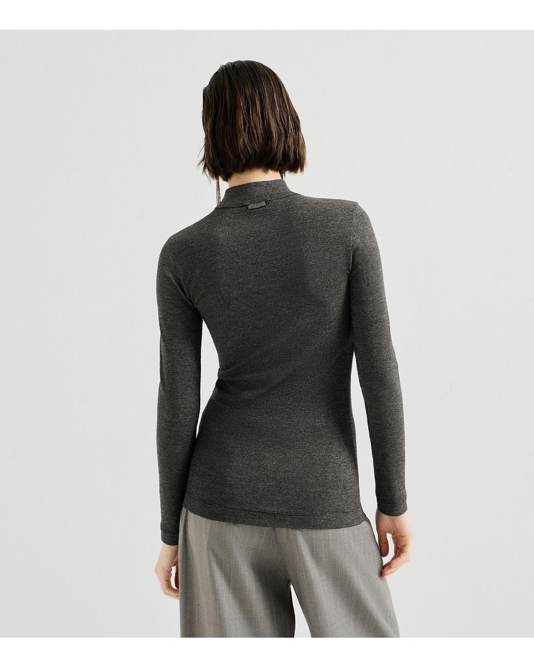 Brunello Cucinelli Black Virgin Wool-Blend Long-Sleeve T-Shirt