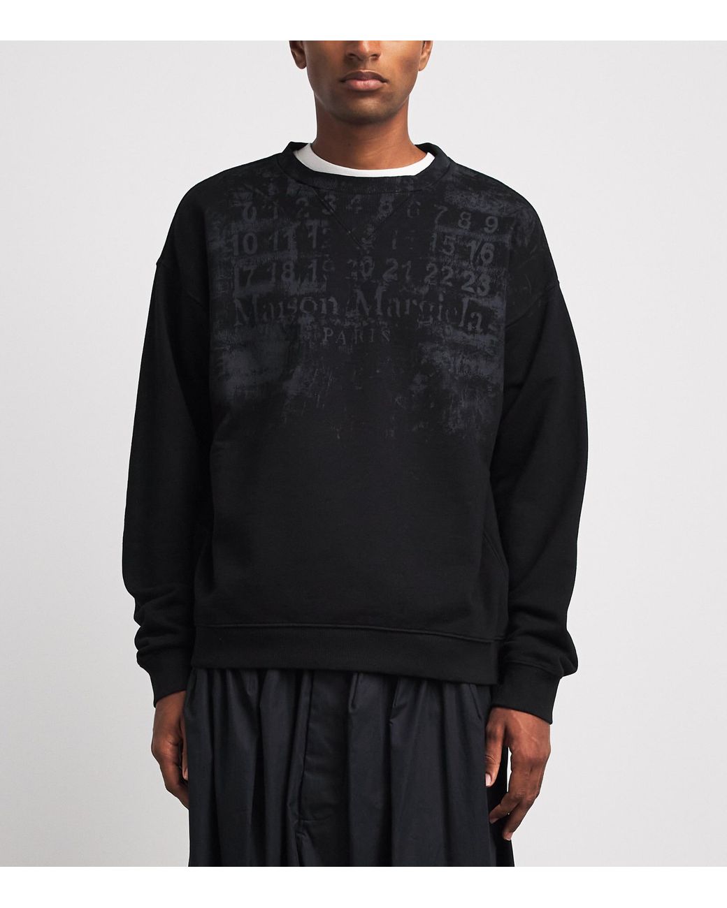 Maison Margiela Black Cotton Numeric Sweatshirt for men