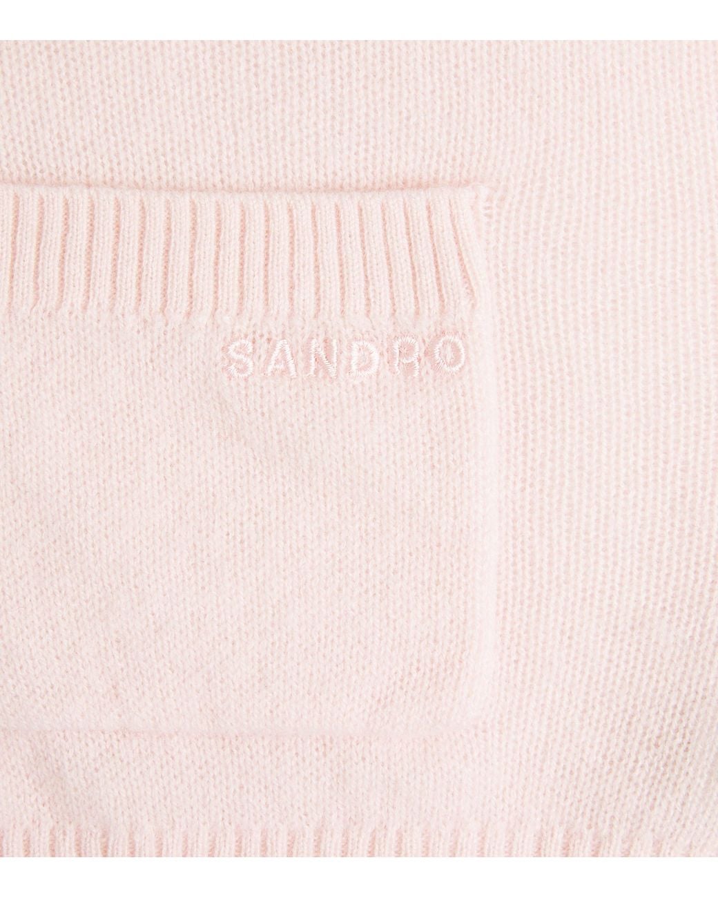 Sandro Pink Wool-Cashmere Cropped Cardigan