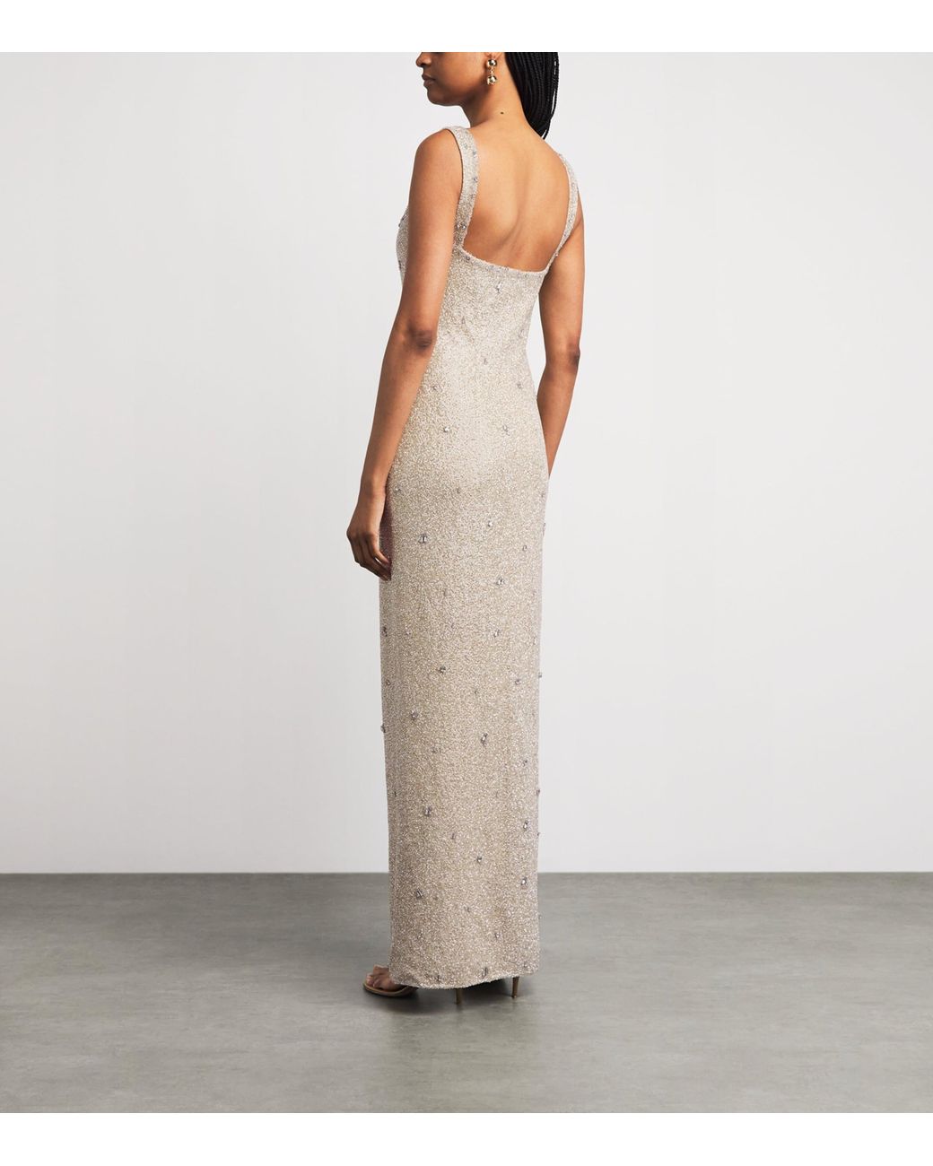 Clio Peppiatt White Embellished Pamela Midi Dress