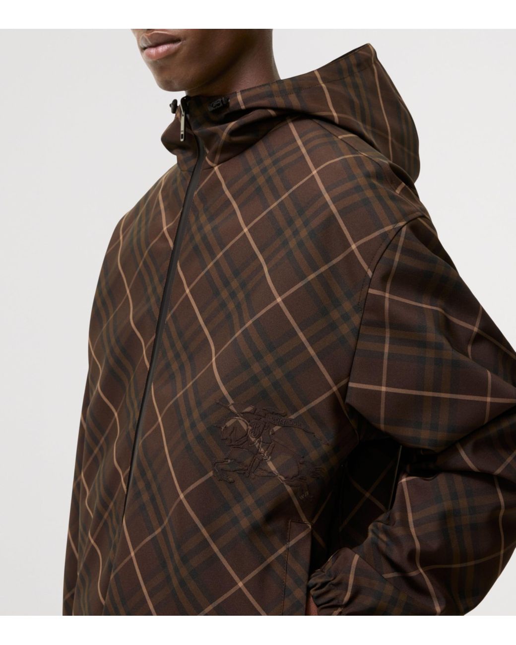 Burberry Brown Reversible Check Hooded Jacket for men