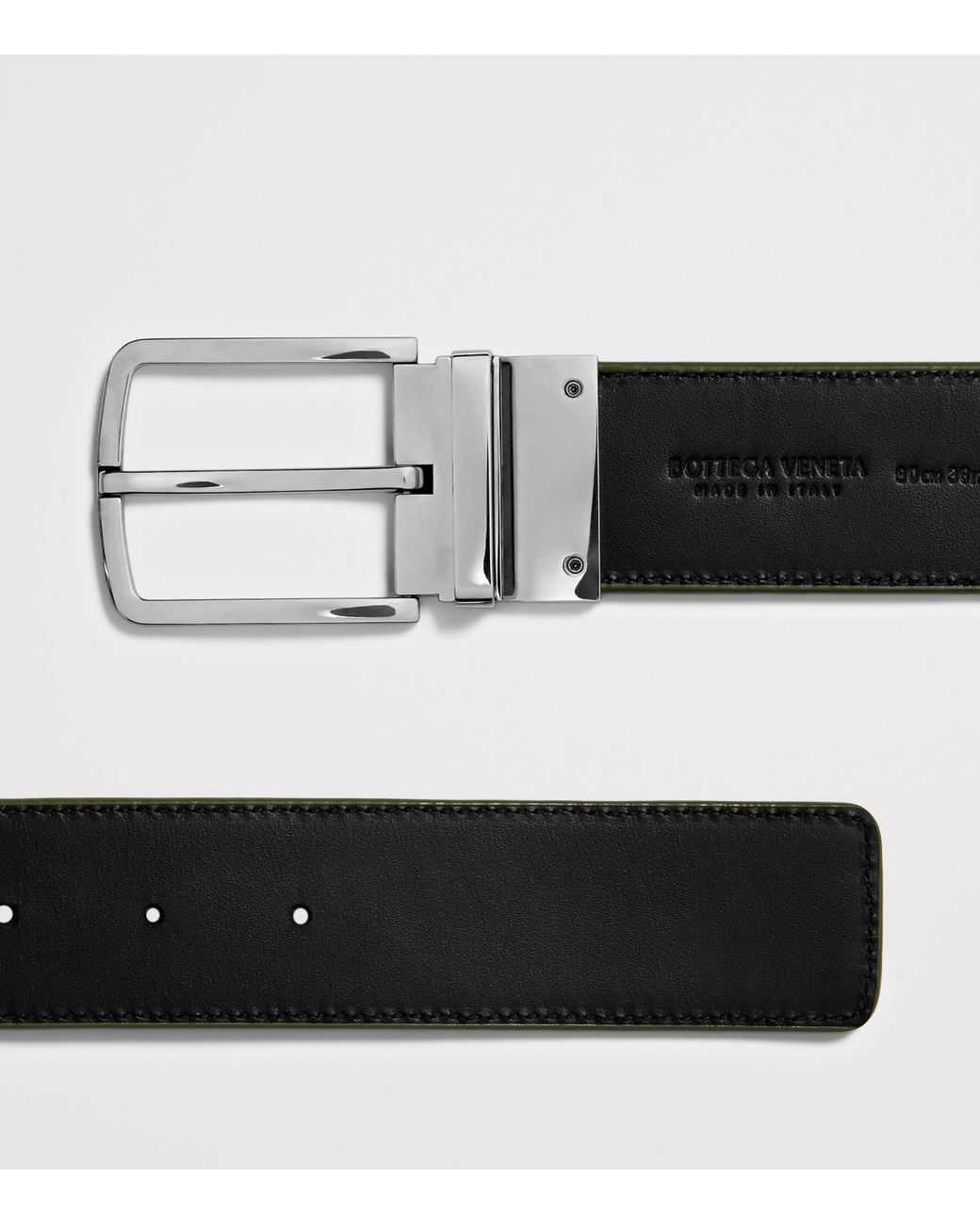 Bottega Veneta Green Leather Intrecciato Reversible Belt for men