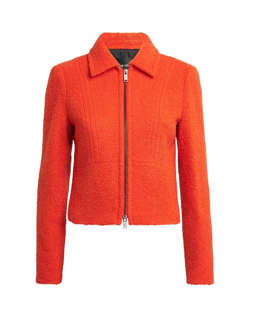 ME+EM Red Wool-Blend Bouclé Cropped Jacket