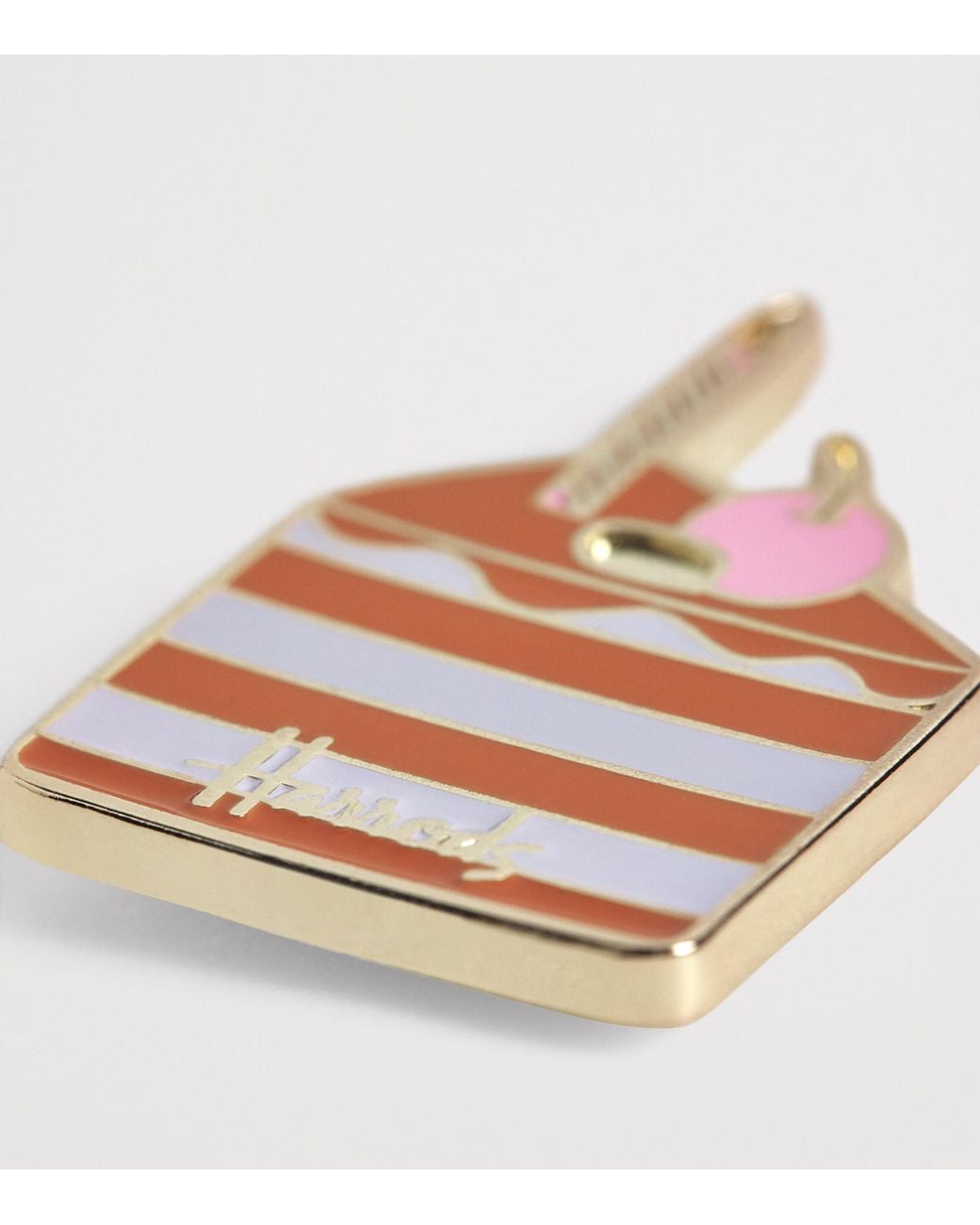 Harrods Pink Enamel Cake Pin Badge