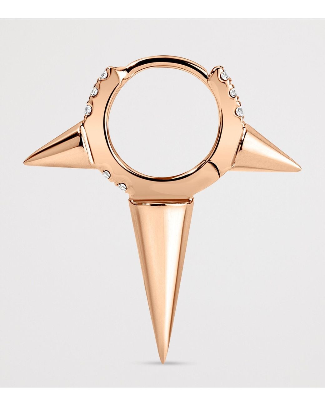 Maria Tash White Triple Long Spike Diamond Eternity Single Hoop Earring