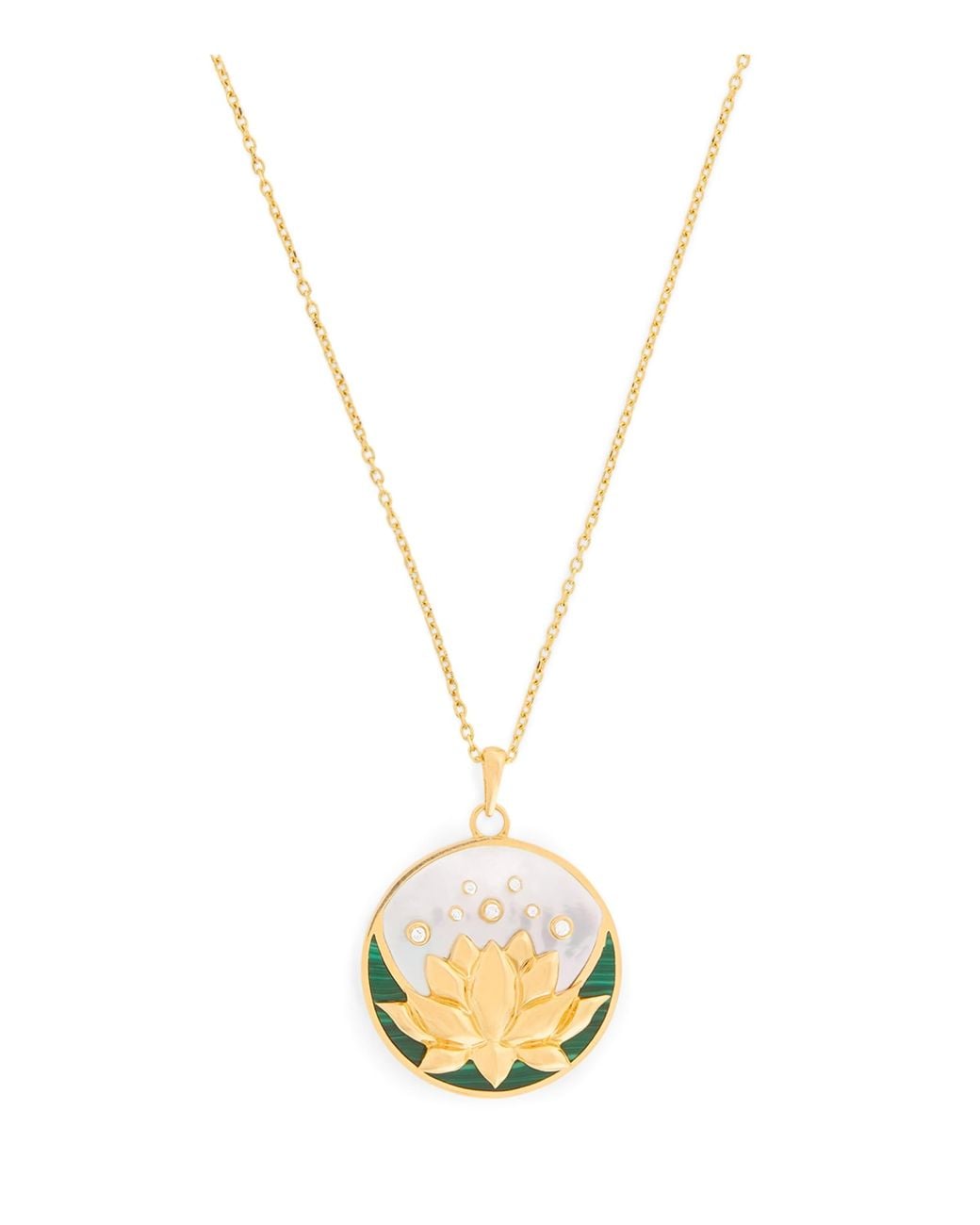 L'Atelier Nawbar Metallic Diamond, Malachite And Pearl N*93 Lotus Moon Necklace