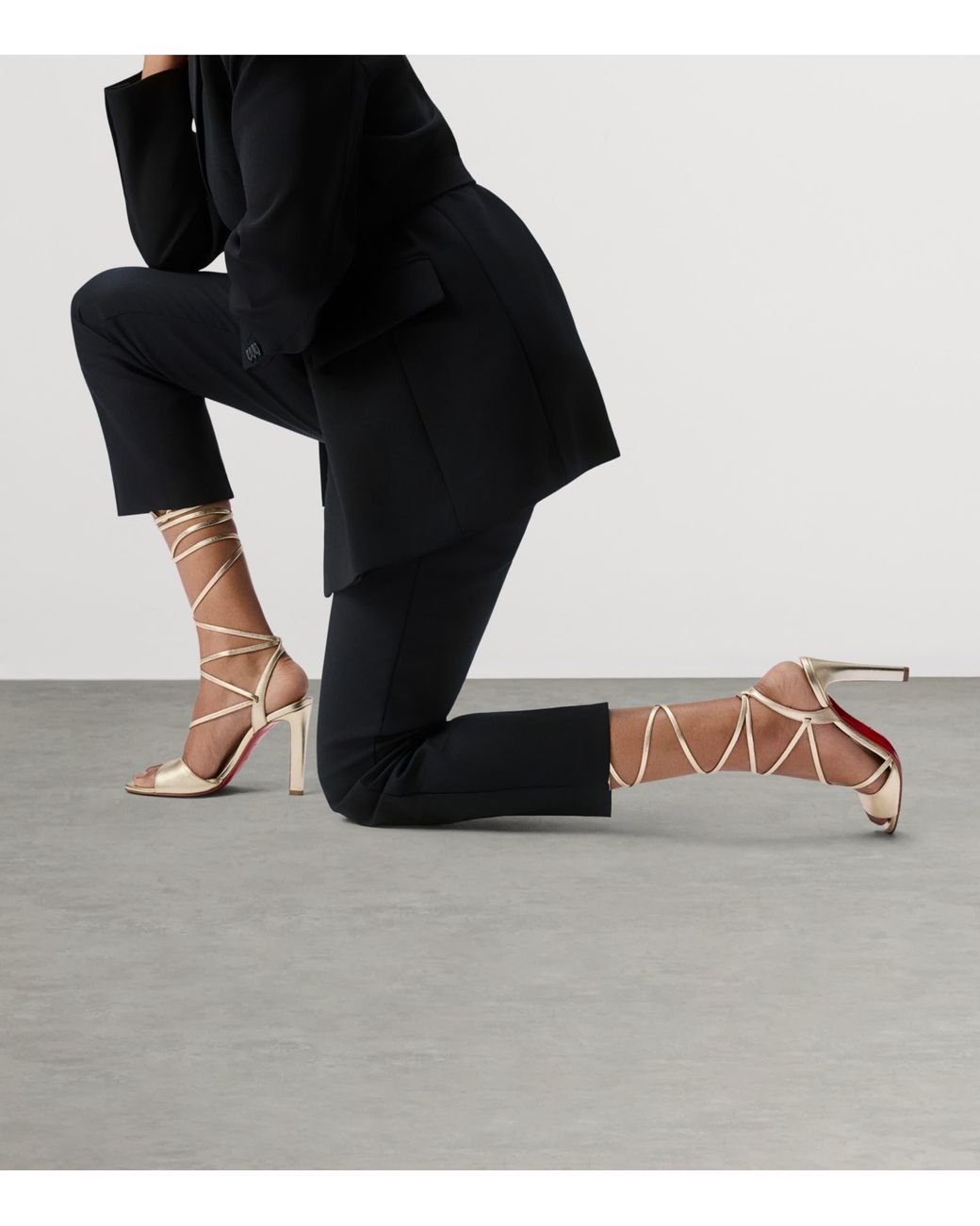 Christian Louboutin Metallic Fanny Randa Leather Sandals 100