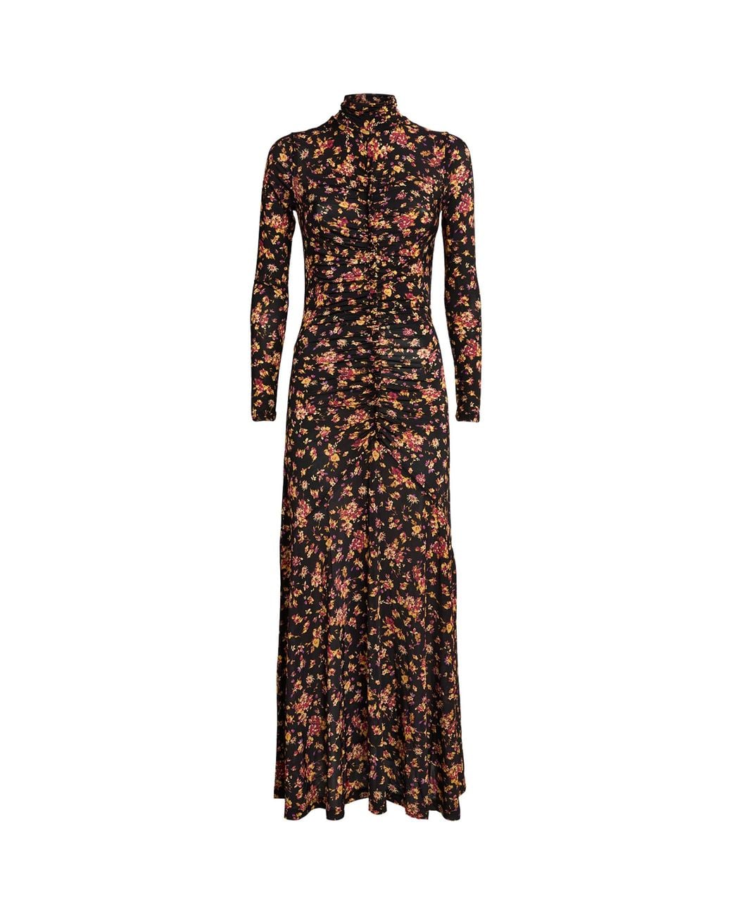 Ulla Johnson Brown Gathered Floral Midi Dress