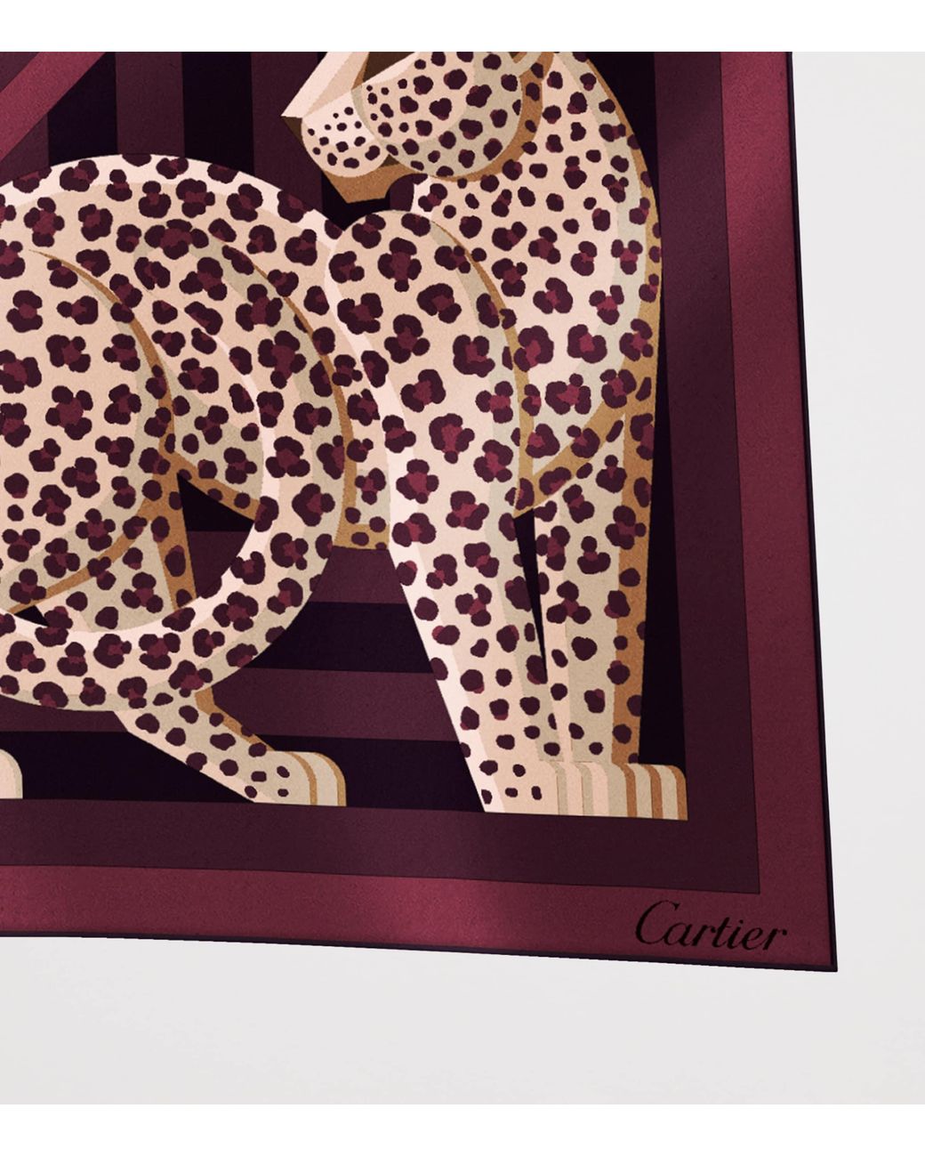 Cartier Purple Silk Panthère Illusion Scarf