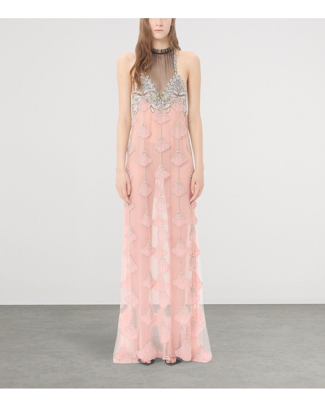 Valentino Pink Embellished Tulle Gown