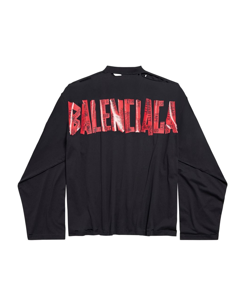 Balenciaga Blue Oversized Tape Logo T-Shirt for men