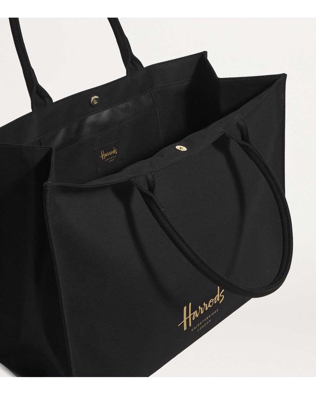 Harrods Black Large Cotton Logo Tote Bag