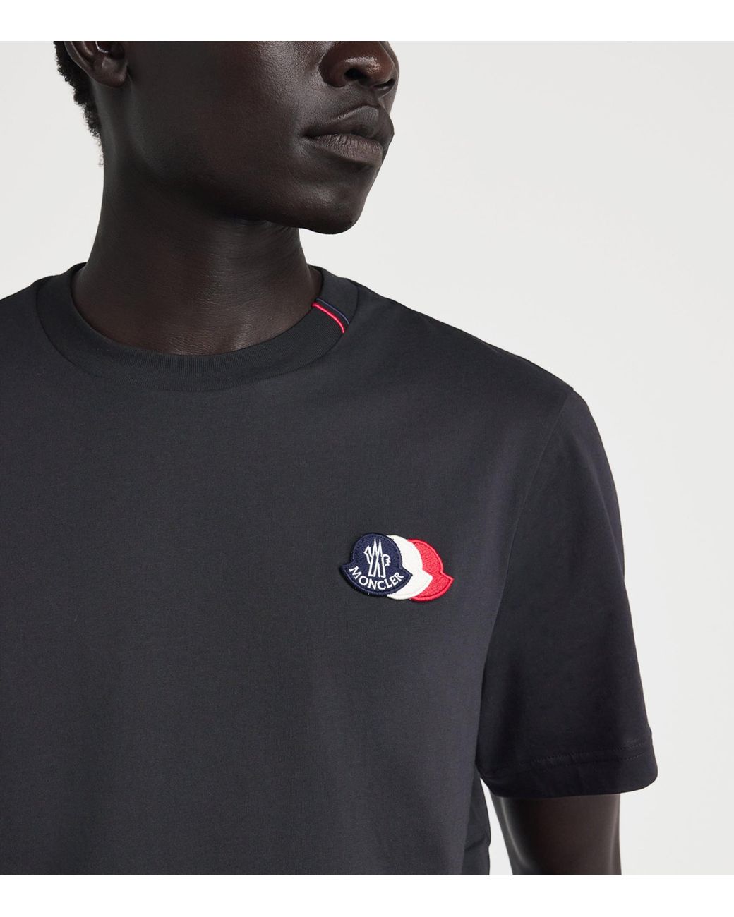 Moncler Black Cotton Logo Patch T-Shirt for men