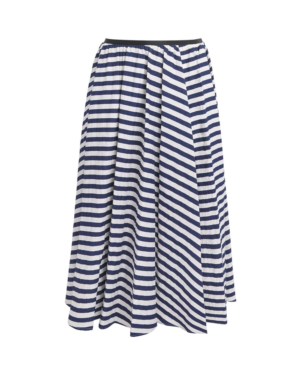 Maje Blue Pleated Stripe Midi Skirt