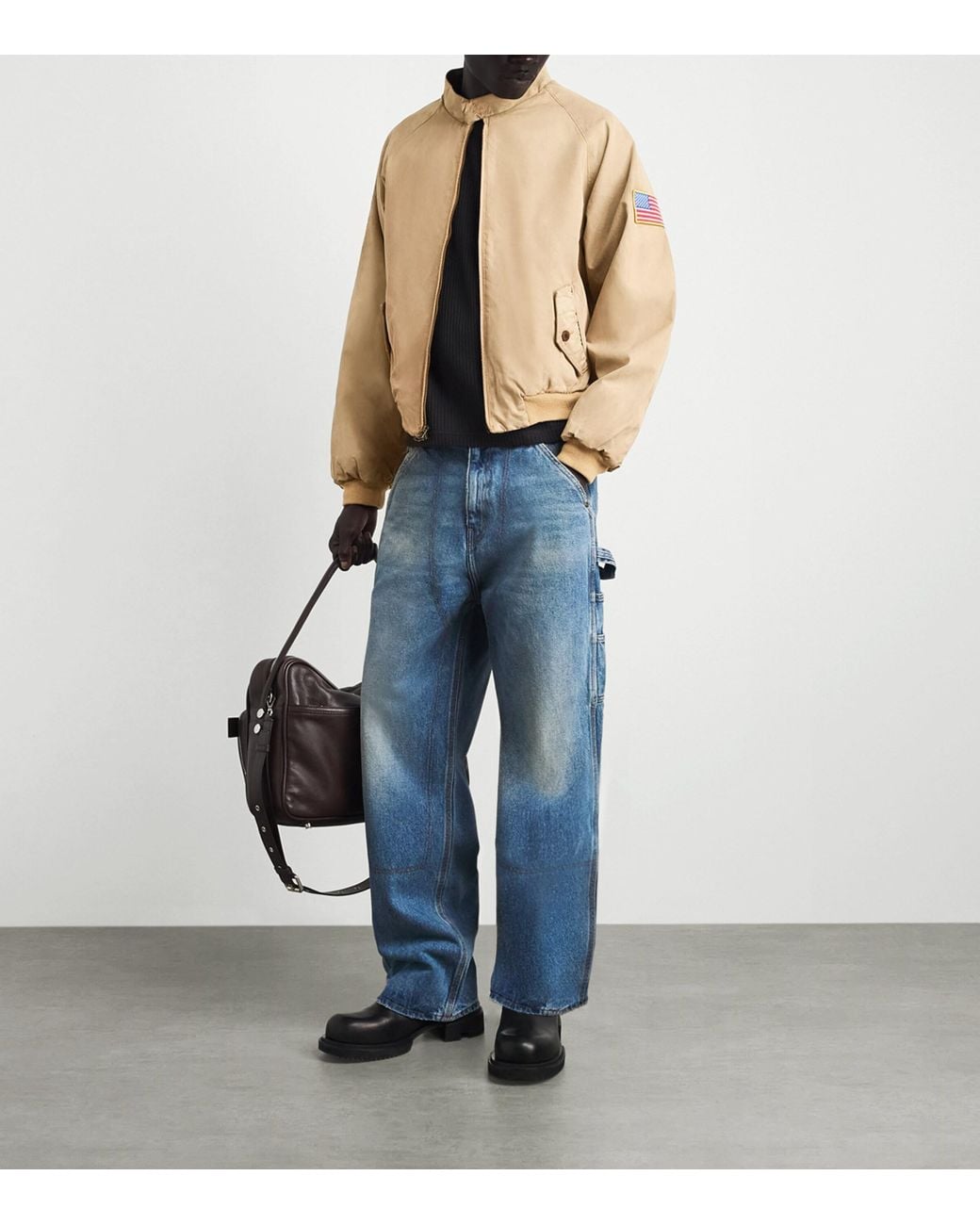 CHERRY LA Natural Sun-Faded Championship Bomber Jacket for men