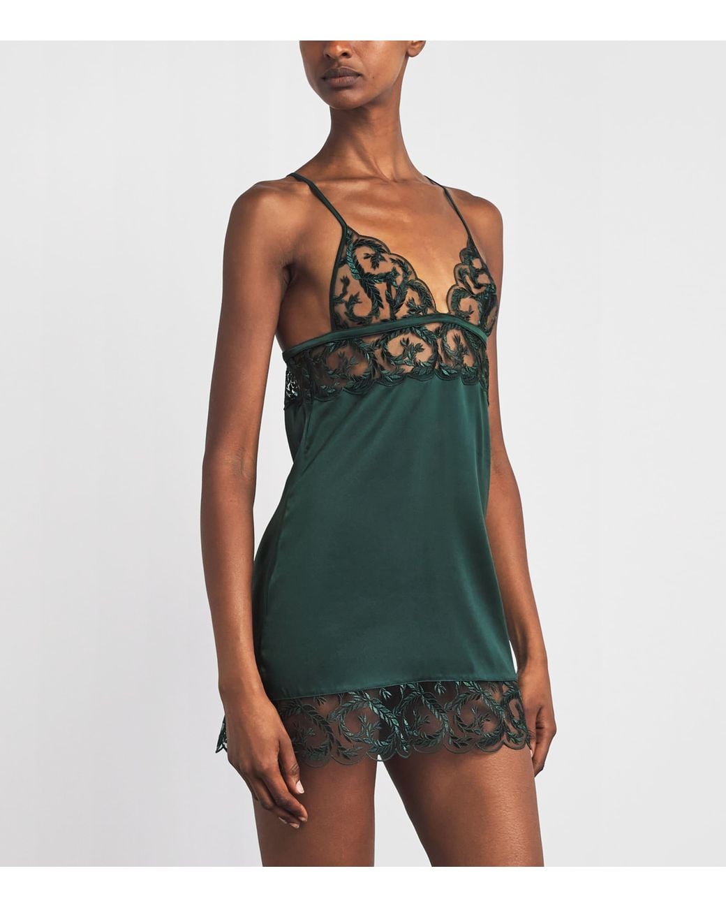 Coco De Mer Green Lace Arletta Slip Dress