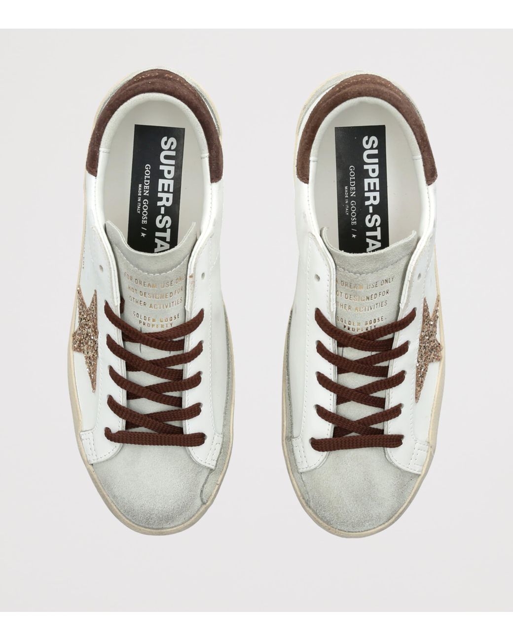 Golden Goose Deluxe Brand Natural Leather Glittered Super-Star Sneakers