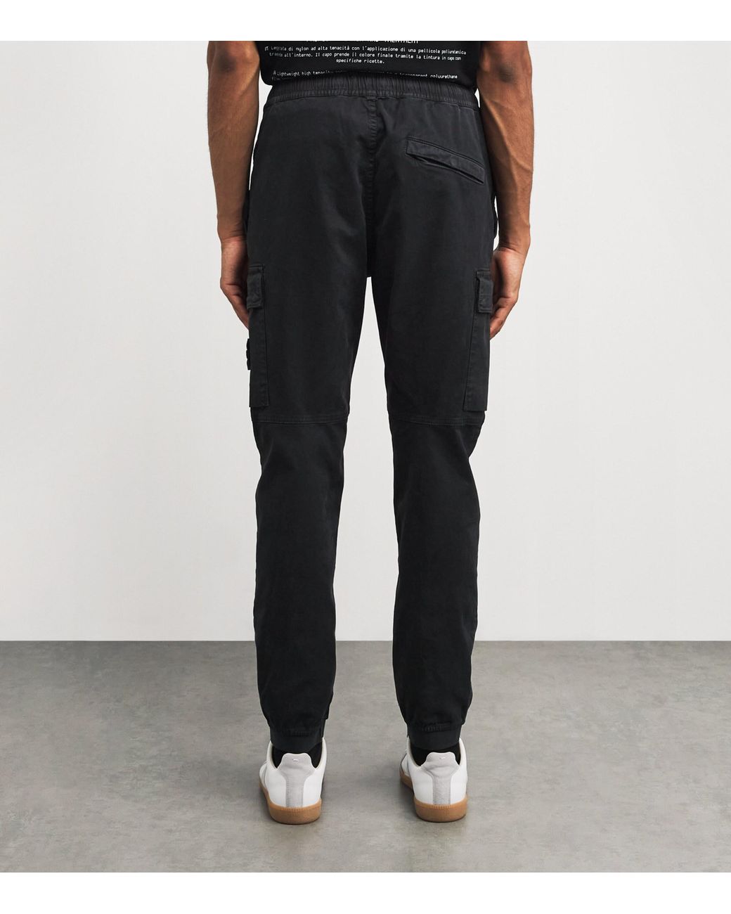Stone Island Black Stretch-Cotton Cargo Trousers for men