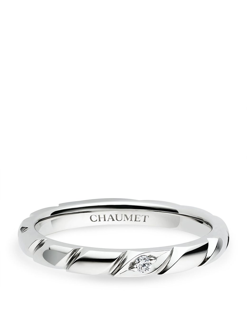 Chaumet Metallic Platinum And Diamond Torsade De Wedding Band