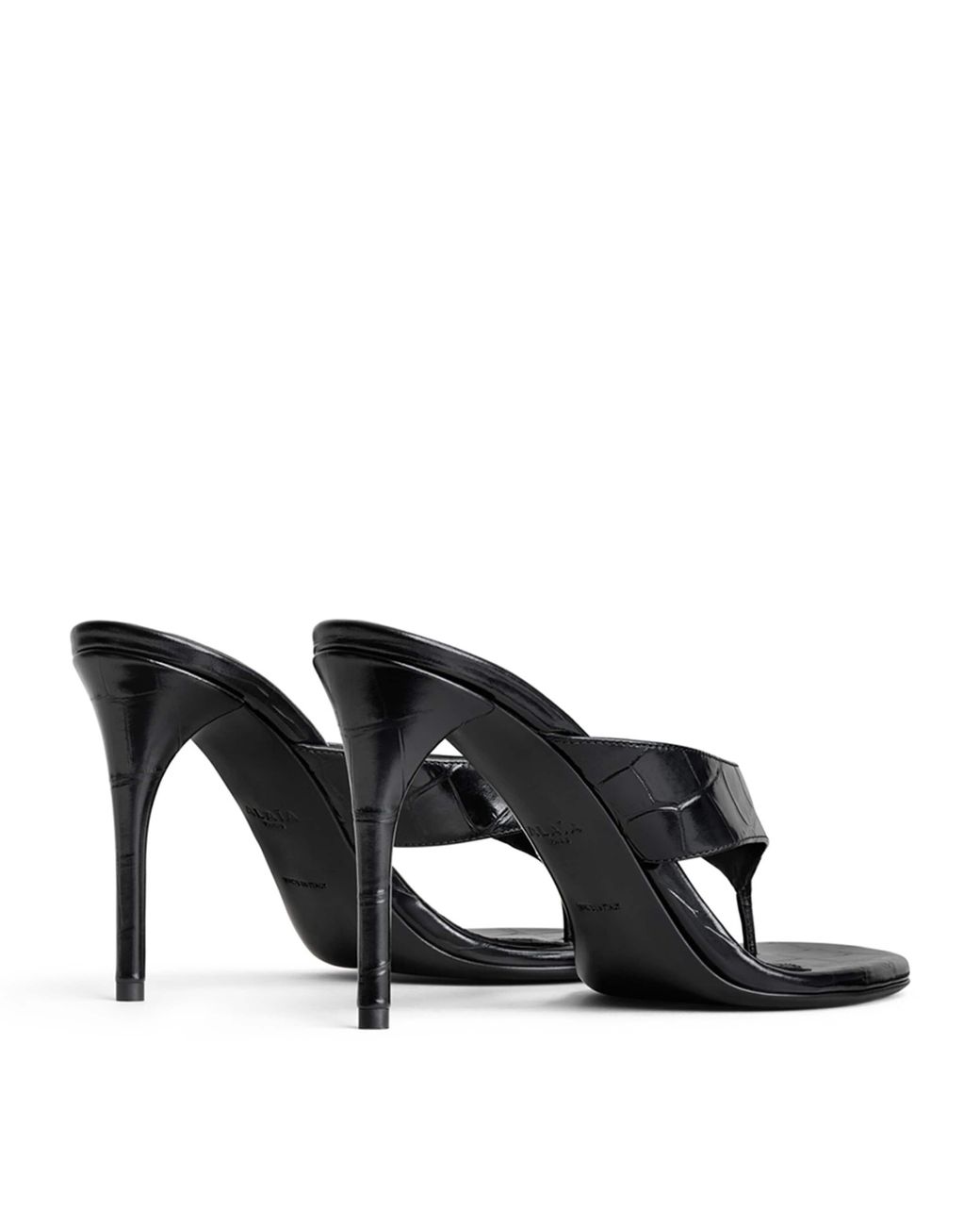 Alaïa Black Croc-Embossed Leather Thong Mules 90
