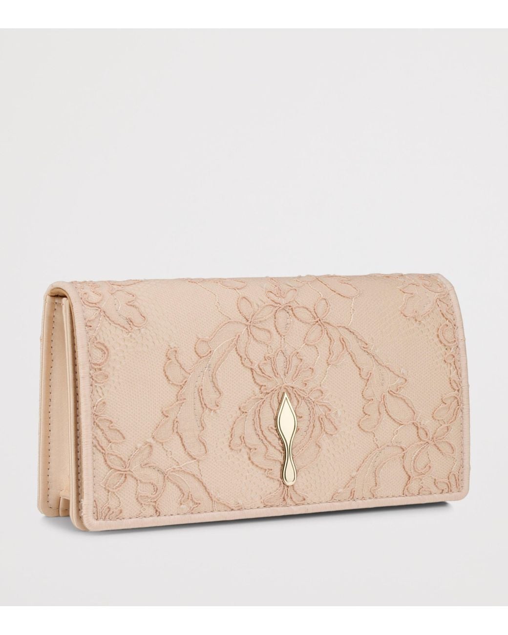 Christian Louboutin Natural Bettina Crepe Satin Lace Clutch Bag