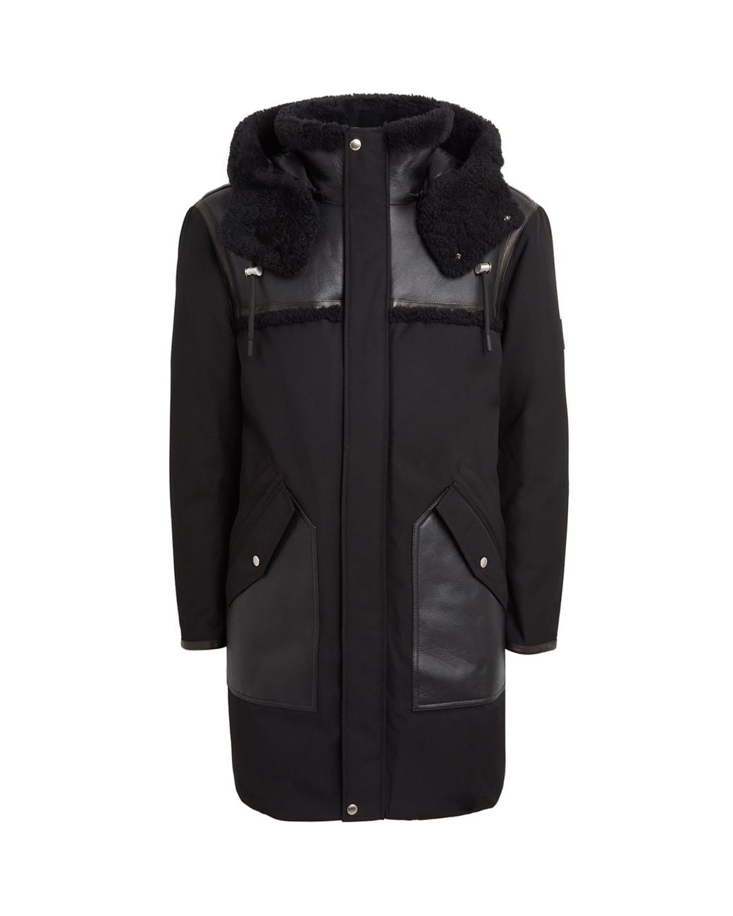 Mackage Black Shearling-Trim Down Bear Coat for men