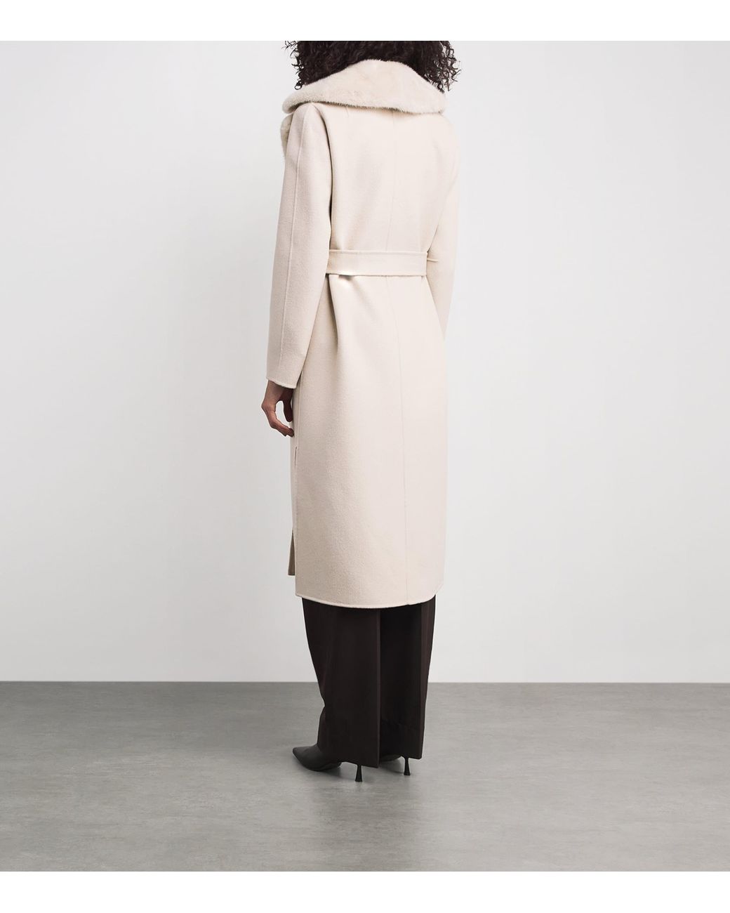 Yves Salomon Natural Cashmere-Mink Belted Long Coat