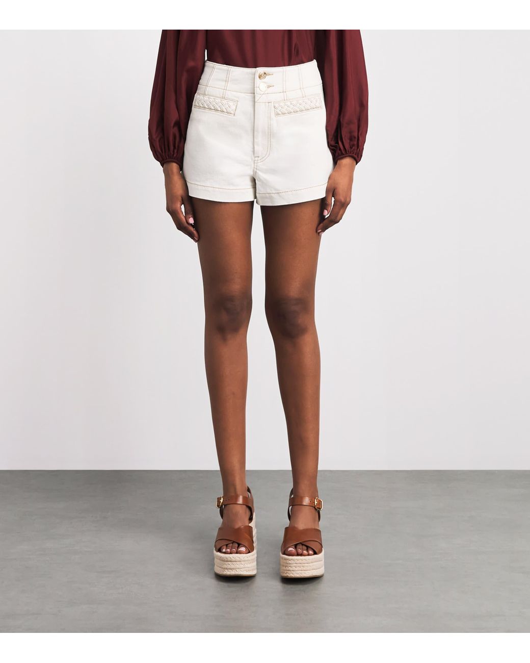 Zimmermann White Roselight Denim Shorts