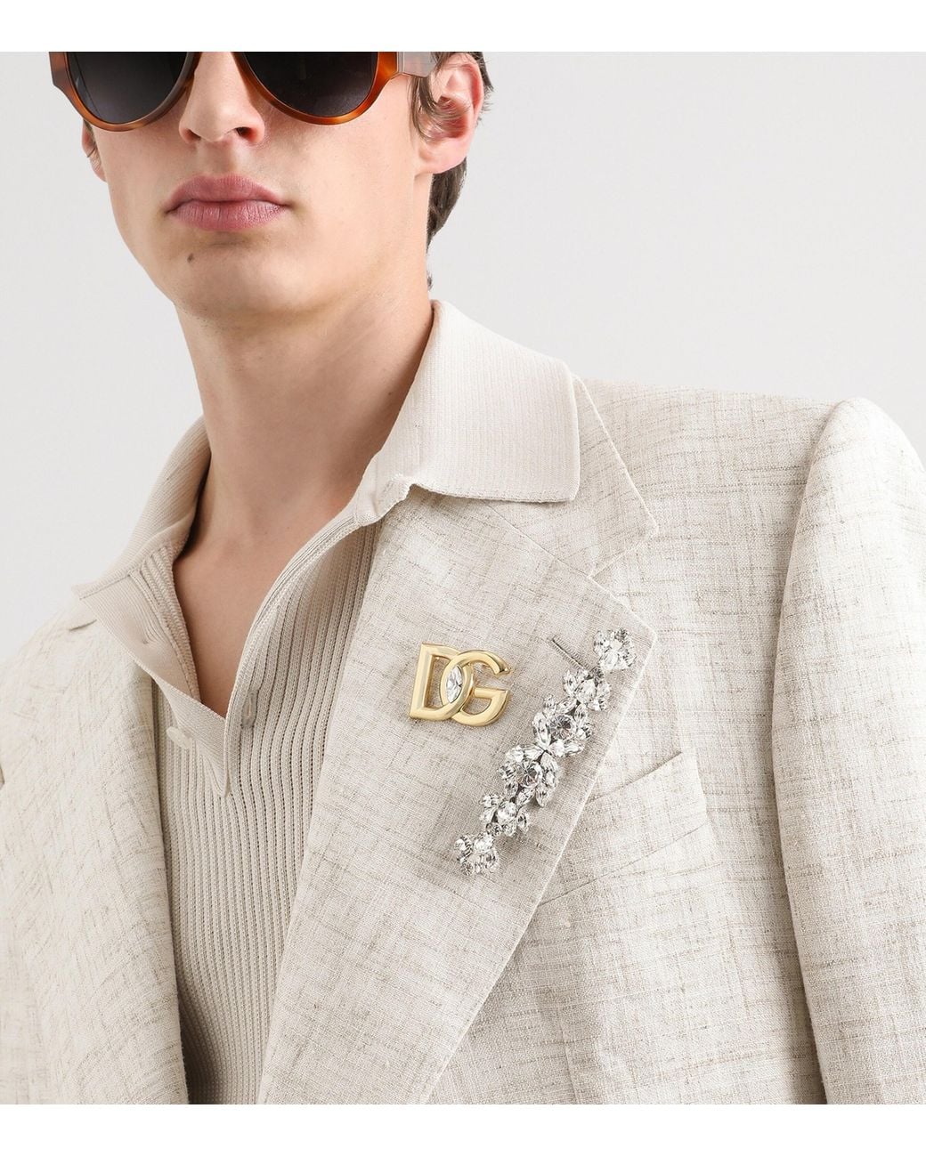 Dolce & Gabbana Metallic Embellished Logo Brooch