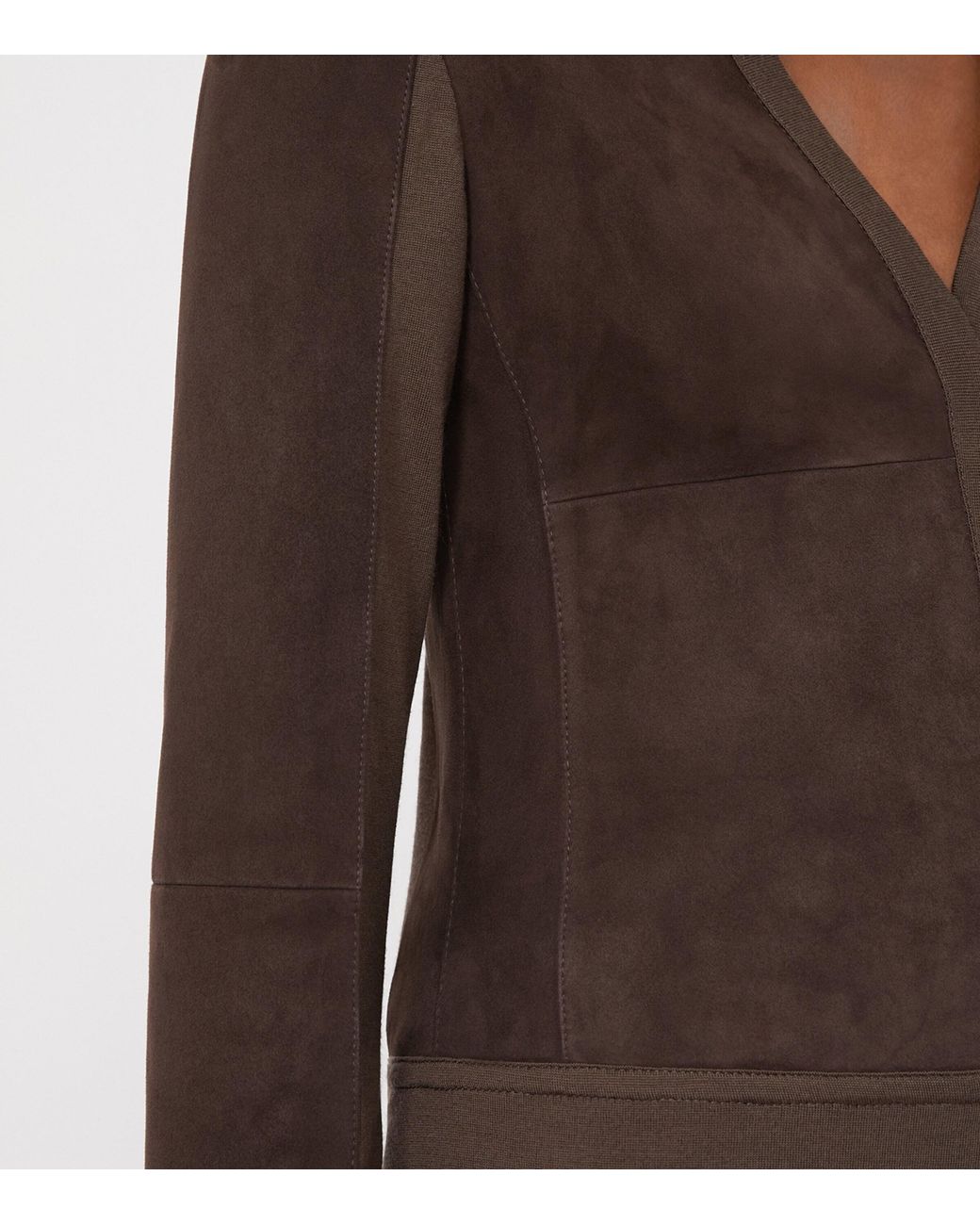 Max Mara Brown Suede V-Neck Jacket