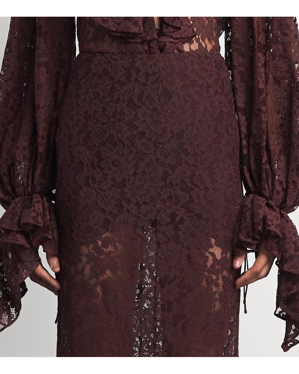 De La Vali Brown Lace Pasion Maxi Skirt
