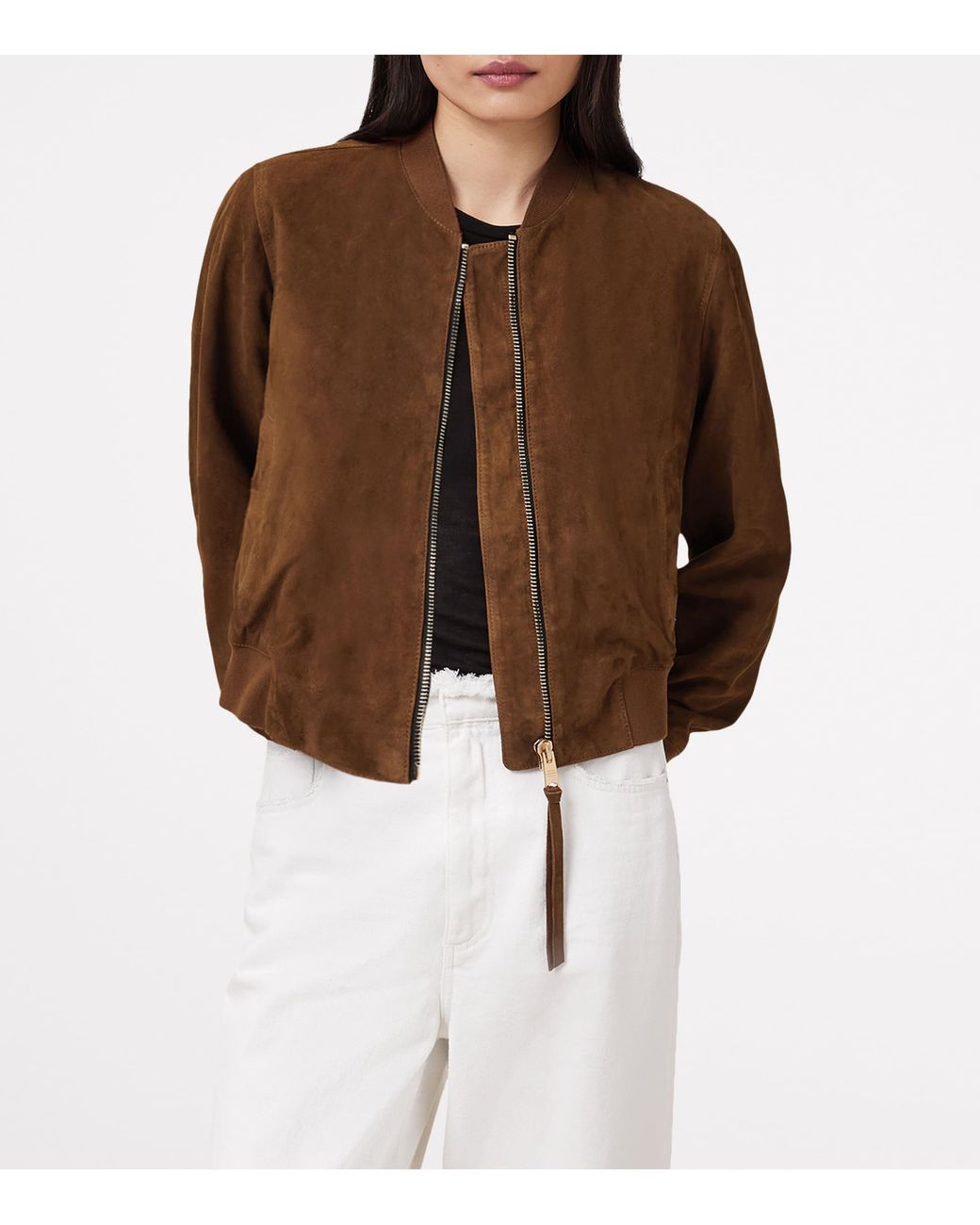 AllSaints Brown Suede Orten Bomber Jacket