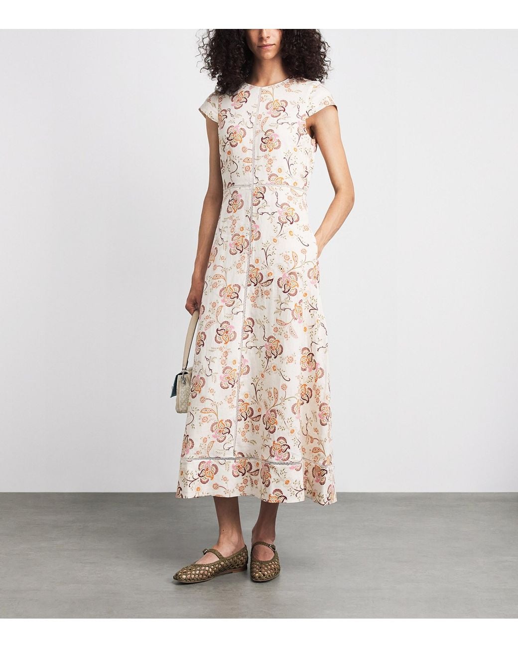 ME+EM Natural Creaseless Linen-Blend Midi Dress