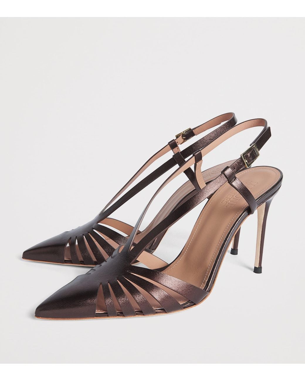 Malone Souliers Metallic Leather Janette Slingback Pumps 90