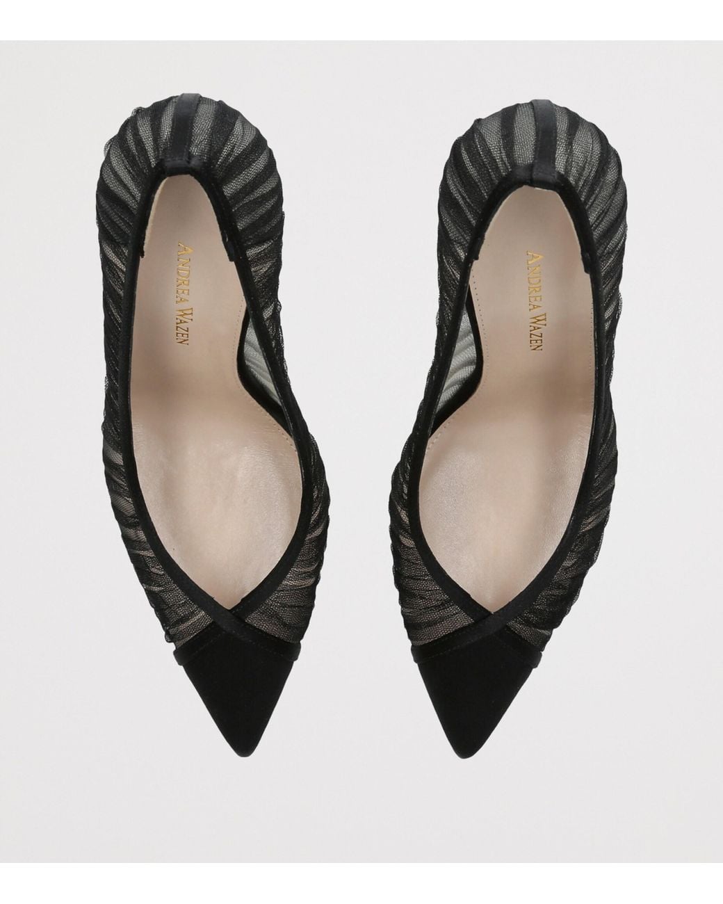 Andrea Wazen Black Mesh Pleated Nora Pumps 105