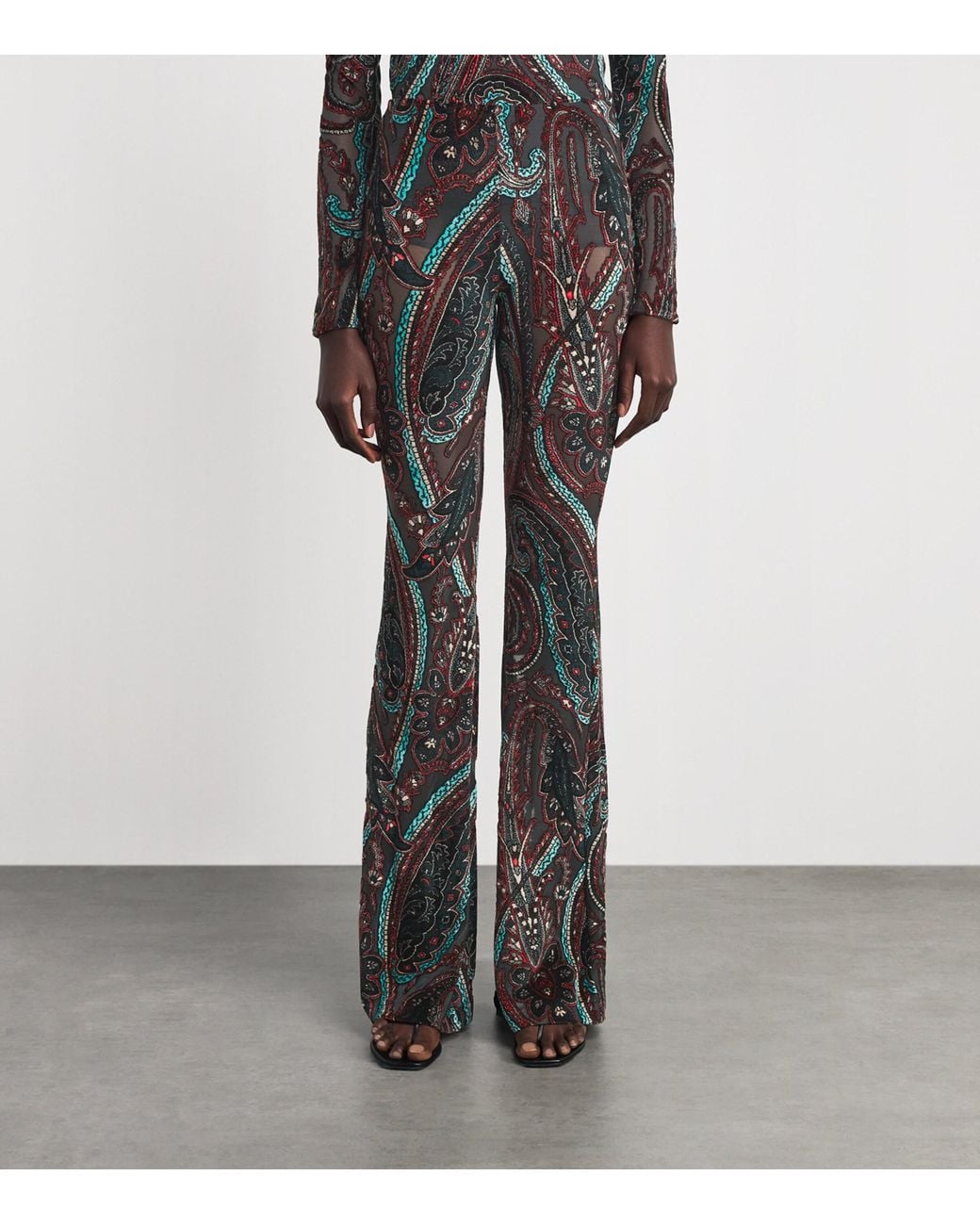 Etro Black Appliqué-Mesh Leggings