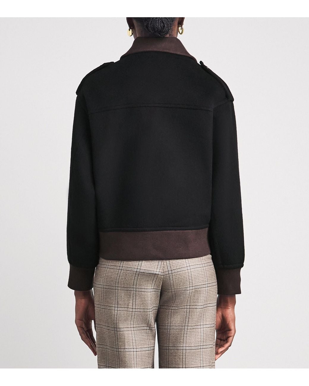 Sandro Black Wool Contrast-Collar Jacket