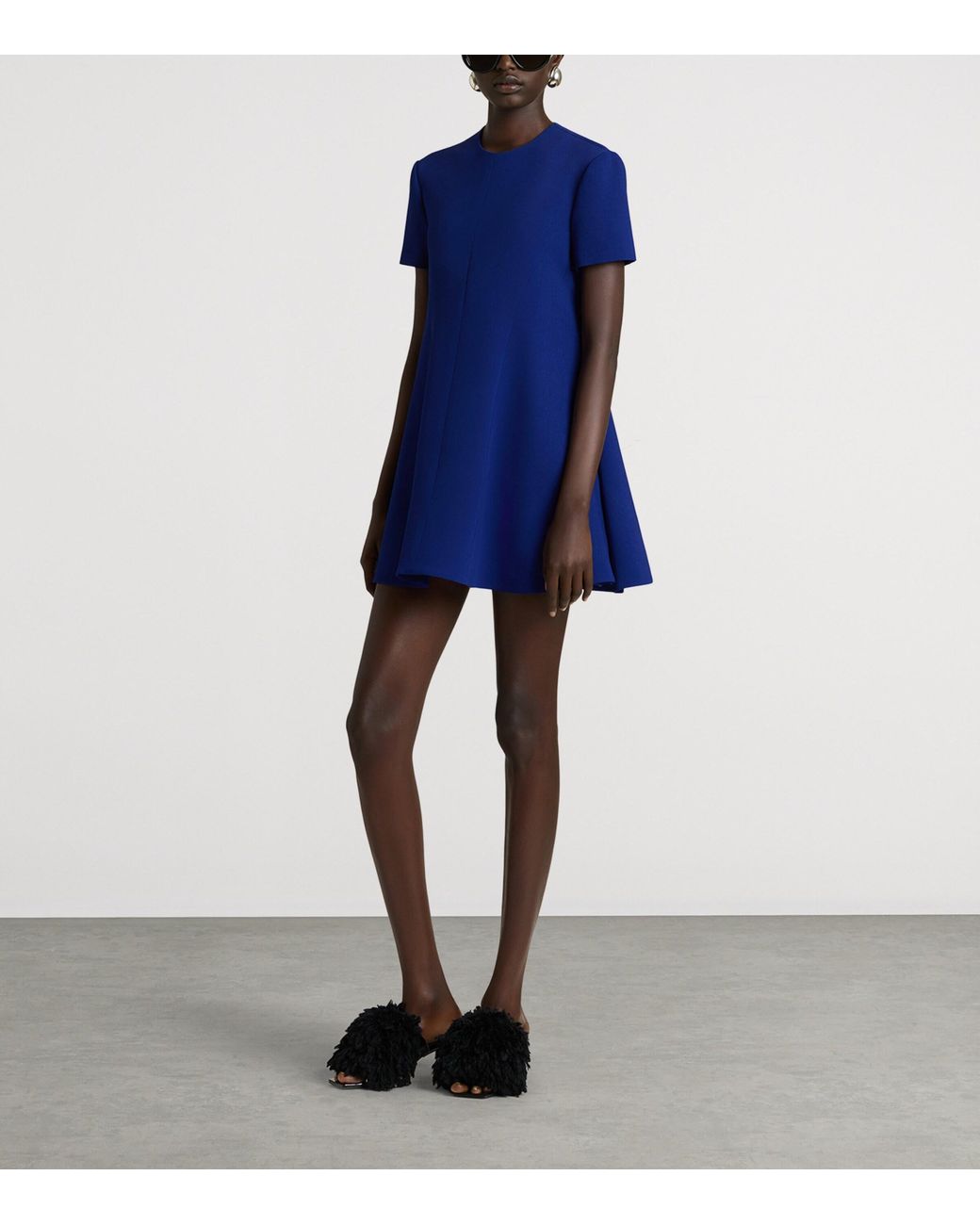 Givenchy Blue Round-Neck Flared Mini Dress